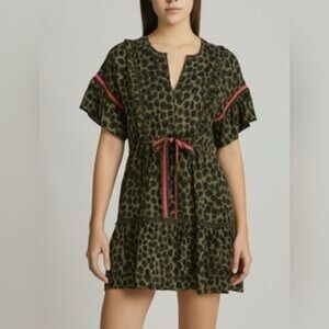 Chic Olive Leopard Print Mini Dress